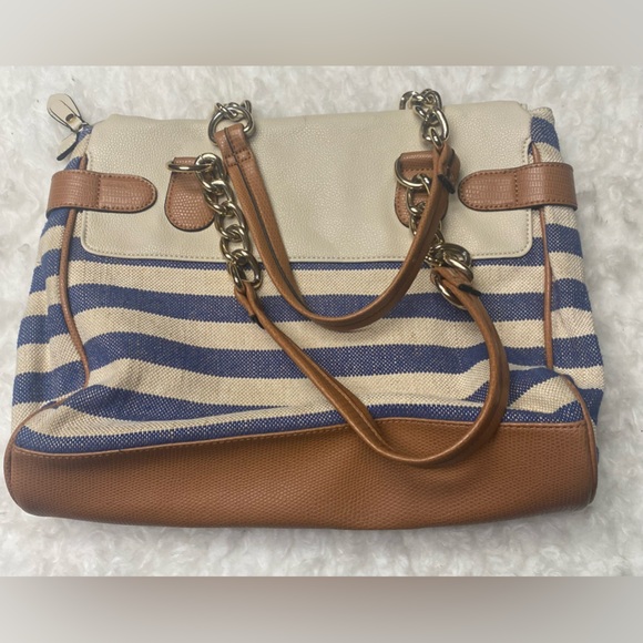 Aldo blue and off-white canvas tote - Picture 10 of 11